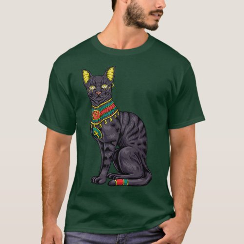 With ankh and hieroglyphics Egyptian cat T_Shirt
