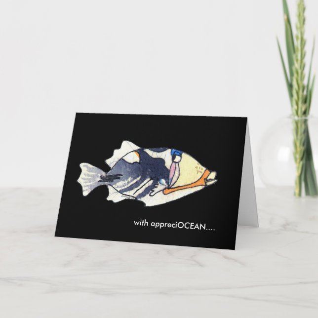 With appreciOCEAN cartoon humu fish thank you card (Front)