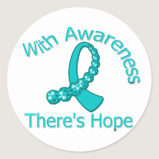 With Awareness There's Hope Ovarian Cancer Classic Round Sticker