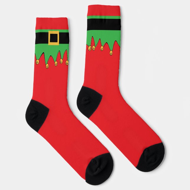 With Bells on! Fun Funny Holiday Elf Socks (Right)