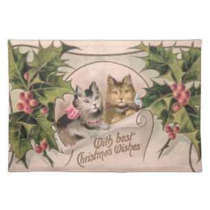 "With Best Christmas Wishes" Vintage Victorian Cloth Placemat