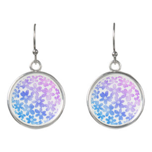with blue flowers in multicolor earrings