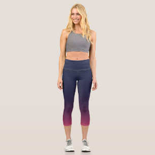 with Blue, Violet and Pink gradient Capri Leggings