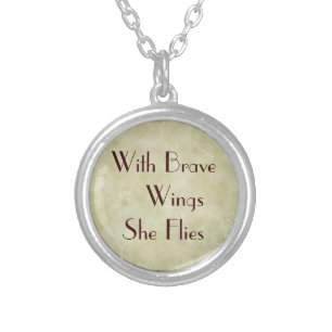 With Brave Wings She Flies Woman Power Silver Plated Necklace