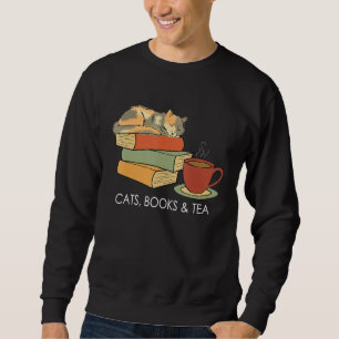 With Cats Books And Tea   Reading Sweatshirt
