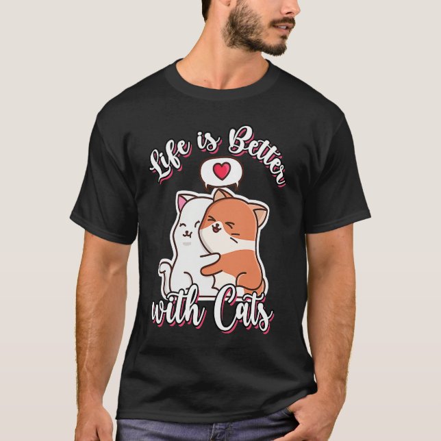 With Cats   Valentine's Day Cute T-Shirt (Front)