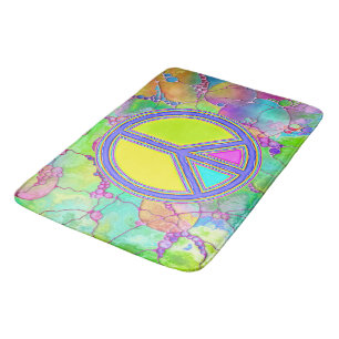 With Colors Filled PEACE Sign 1 Bath Mat