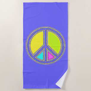 With Colors Filled PEACE Sign 1 Beach Towel