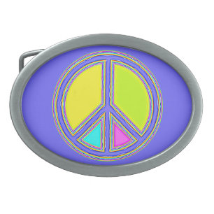 With Colors Filled PEACE Sign 1 Belt Buckle