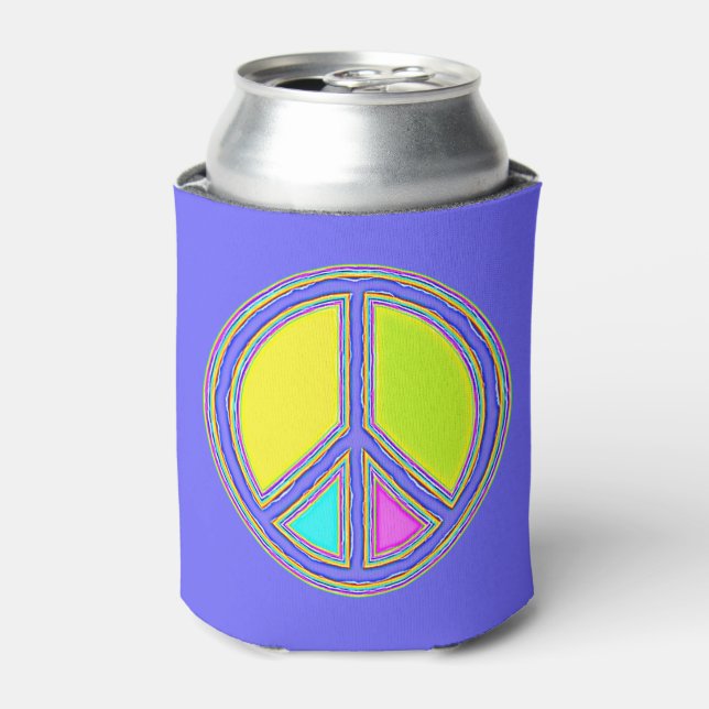 With Colors Filled PEACE Sign 1 Can Cooler (Can Front)