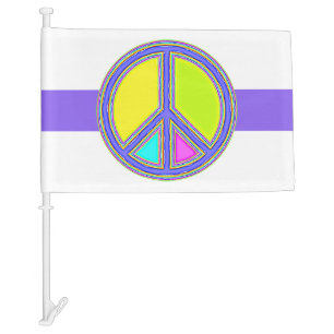 With Colors Filled PEACE Sign 1 Car Flag