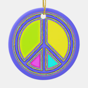 With Colors Filled PEACE Sign 1 Ceramic Ornament