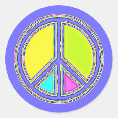 With Colors Filled PEACE Sign 1 Classic Round Sticker