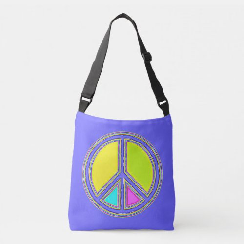 With Colors Filled PEACE Sign 1 Crossbody Bag