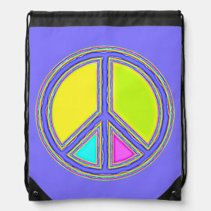 With Colors Filled PEACE Sign 1 Drawstring Bag