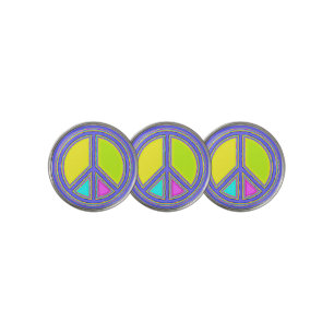 With Colors Filled PEACE Sign 1 Golf Ball Marker