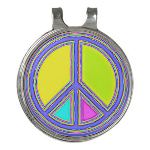 With Colors Filled PEACE Sign 1 Golf Hat Clip