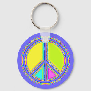 With Colors Filled PEACE Sign 1 Keychain
