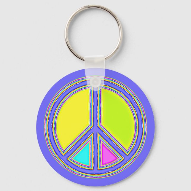 With Colors Filled PEACE Sign 1 Keychain (Front)