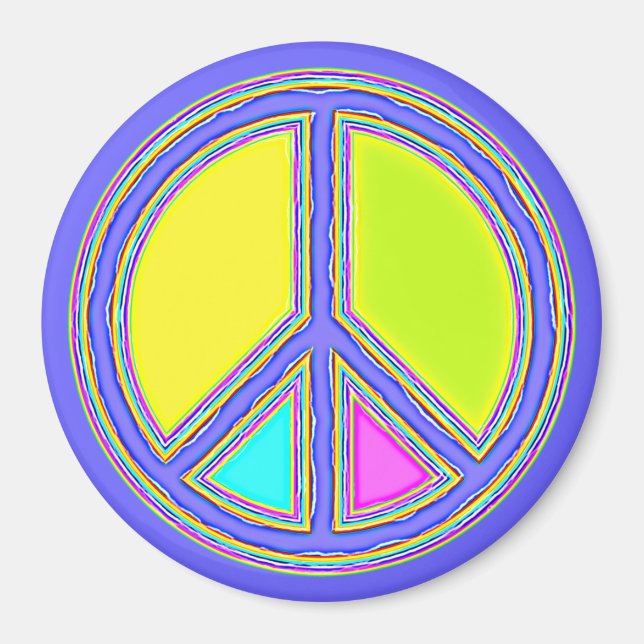 With Colors Filled PEACE Sign 1 Magnet (Front)