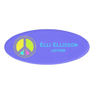 With Colors Filled PEACE Sign 1 Name Tag