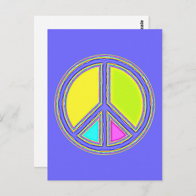 With Colors Filled PEACE Sign 1 Postcard (Front/Back)