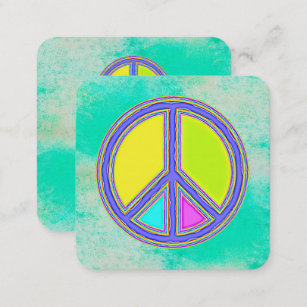 With Colors Filled PEACE Sign 1 Square Business Card