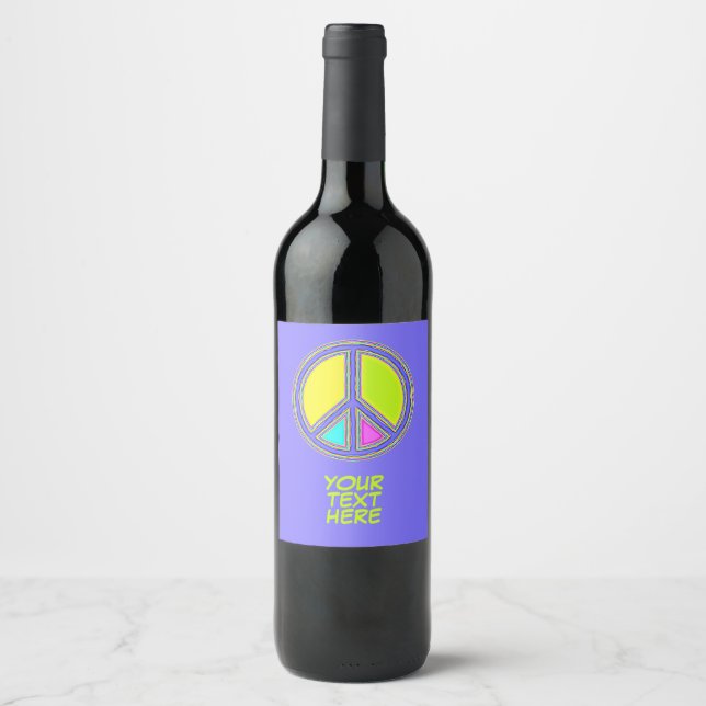 With Colors Filled PEACE Sign 1 Wine Label (Front)