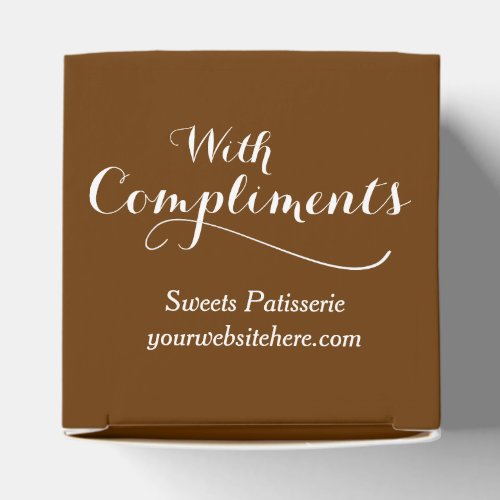With compliments company brown sample gift box