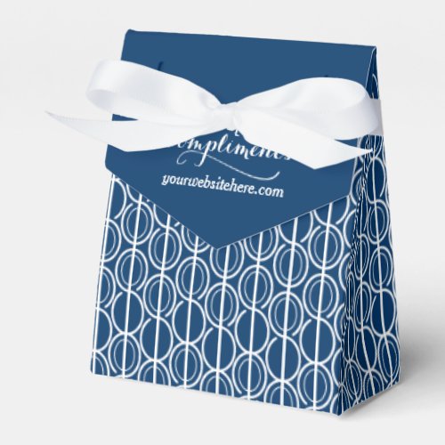 With compliments company navy blue sample gift box