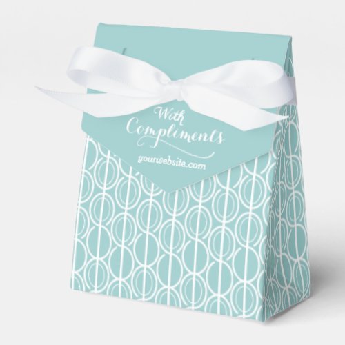 With compliments company teal sample gift box