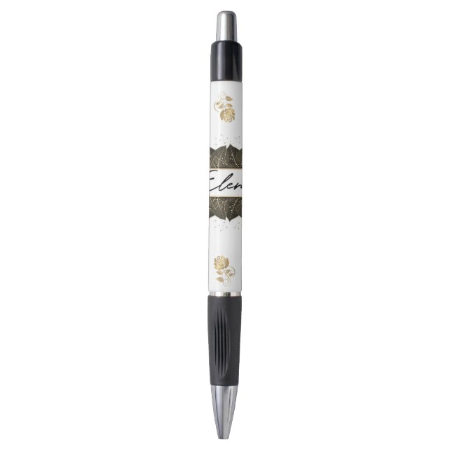 with custom golden flowers pen (Front Vertical)