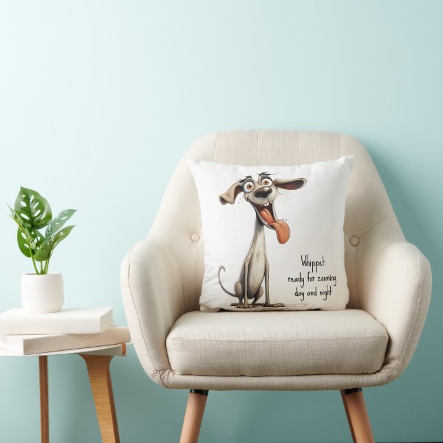 With custom text, 🐶crazy 🤪 whippet throw pillow (Chair)