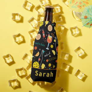 With custom text Dinks & 🍾🥂drinks - pickleball Bottle Cooler