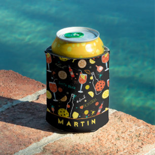 With custom text Dinks & 🍾🥂drinks - pickleball  Can Cooler