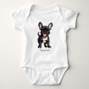 🐶With custom text, Frenchie puppy Baby Bodysuit