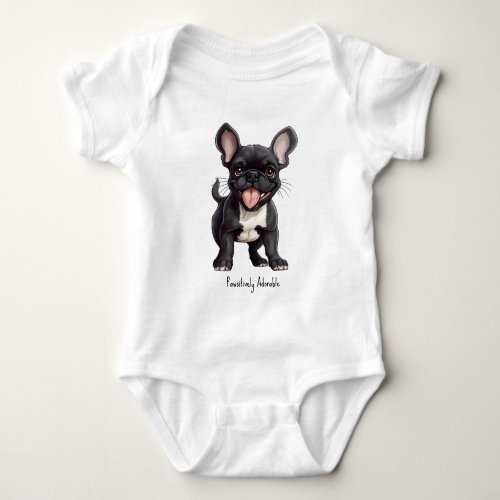 With custom text Frenchie puppy Baby Bodysuit