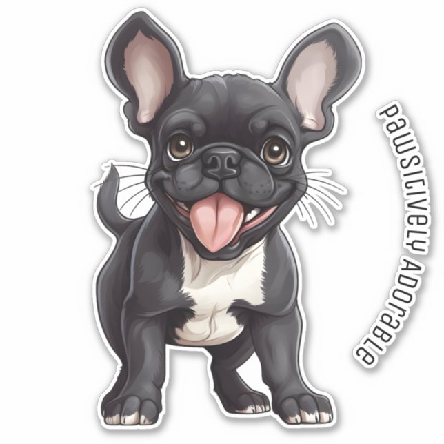🐶With custom text, Frenchie puppy Sticker (Front)