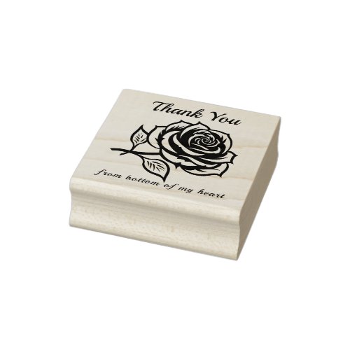 With custom text rose flower rubber stamp