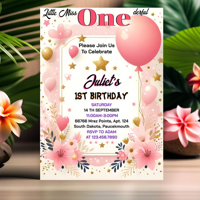 With Cute Queen Little Miss Onederful 1st Birthday Invitation (Creator Uploaded)