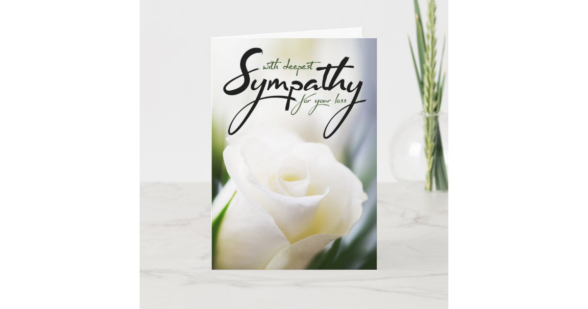 White Floral Deepest Sympathy Postcard, Zazzle