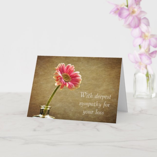 With deepest sympathy - Pink Daisy Card (Orchid)