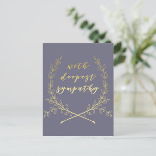 With Deepest Sympathy - Simple Elegant Gold Wreath Postcard