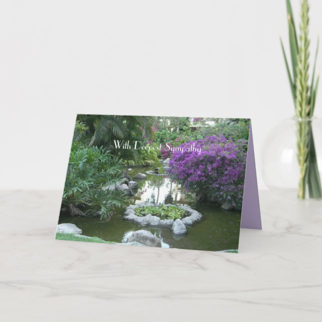 With Deepest Sympathy Tropical Purple Flowers  Card (Front)