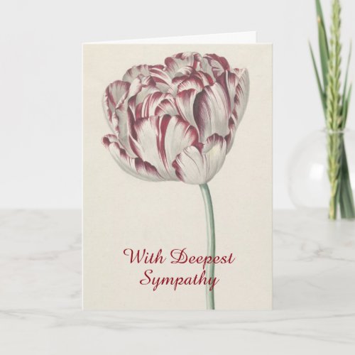 With Deepest Sympathy  Vintage Red and White Tulip Card