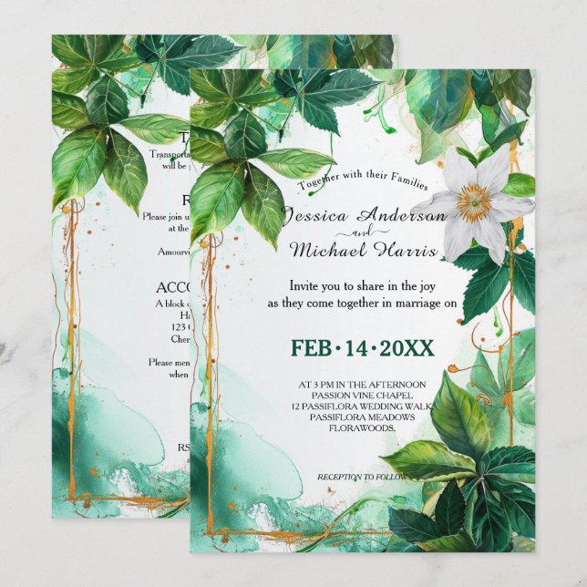 With DETAILS Passiflora Serenity Invitation (Front/Back)