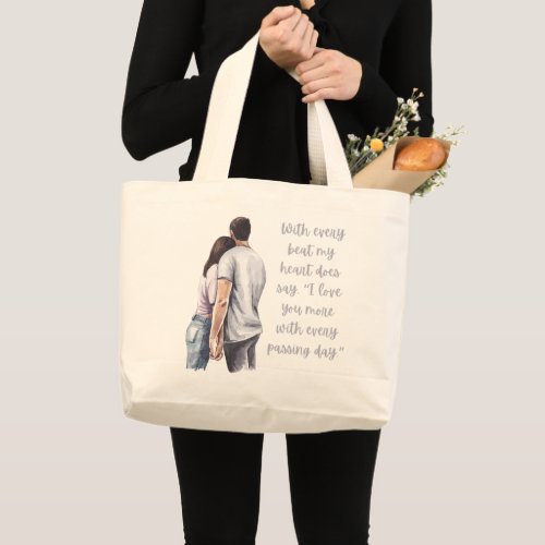 With every beat my heart large tote bag