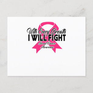 With Every Breath I Will Fight Breast Cancer Invitation Postcard