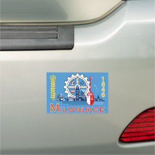 with flag Flag of Milwaukee, Wisconsin Car Magnet