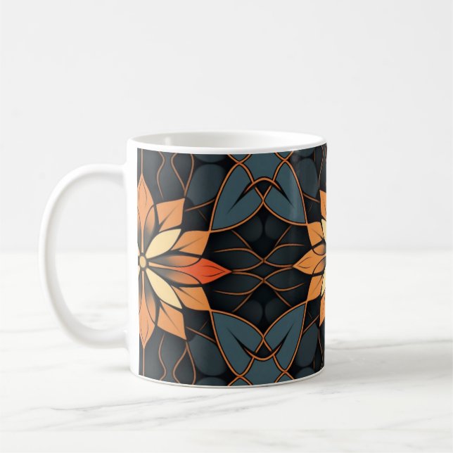 with floral pattern and clean lines coffee mug (Left)